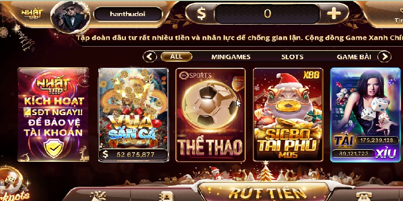 Đăng nhập Nhatvip chọn rút tiền để thực hiện giao dịch