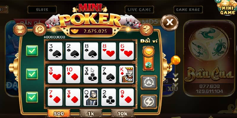 Mini Ba lá là tựa game slot lấy cảm hứng từ Poker